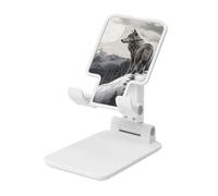 JHLMN Support de téléphone pliable pour bureau - Angle réglable en hauteur - Support portable pour téléphone portable - Montagne enneigée - Loup solitaire - Compatible avec tous les téléphones