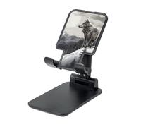 JHLMN Support de téléphone pliable pour bureau - Angle réglable en hauteur - Support portable pour téléphone portable - Montagne enneigée - Loup solitaire - Compatible avec tous les téléphones