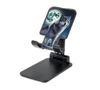 JHLMN Support de téléphone pliable pour bureau - Angle réglable en hauteur - Support portable pour téléphone portable - Loup sous la lune - Support de tablette compatible avec tous les téléphones