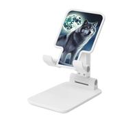 JHLMN Support de téléphone pliable pour bureau - Angle réglable en hauteur - Support portable pour téléphone portable - Loup sous la lune - Support de tablette compatible avec tous les téléphones