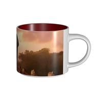 JHLMN Tasse à café en céramique de 445 ml avec grande anse - Tasses à thé en forme d'éléphant sur un pont - Grande tasse de voyage en porcelaine pour homme et femme