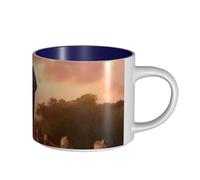 JHLMN Tasse à café en céramique de 445 ml avec grande anse - Tasses à thé en forme d'éléphant sur un pont - Grande tasse de voyage en porcelaine pour homme et femme - Pour le travail de bureau