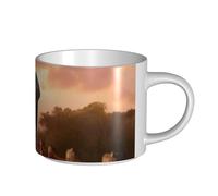 JHLMN Tasse à café en céramique de 445 ml avec grande anse - Tasses à thé en forme d'éléphant sur un pont - Grande tasse de voyage en porcelaine pour homme et femme - Pour le travail de bureau