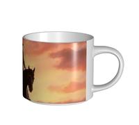 JHLMN Tasse à café en céramique de 445 ml avec grande anse - Tasses à thé fantaisie Cowboy West - Grande tasse de voyage en porcelaine pour homme et femme