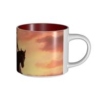 JHLMN Tasse à café en céramique de 445 ml avec grande anse - Tasses à thé fantaisie Cowboy West - Grande tasse de voyage en porcelaine pour homme et femme