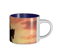 JHLMN Tasse à café en céramique de 445 ml avec grande anse - Tasses à thé fantaisie Cowboy West - Grande tasse de voyage en porcelaine pour homme et femme