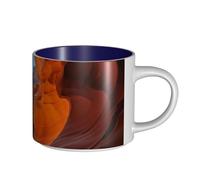JHLMN Tasse à café en céramique de 445 ml avec grande poignée, tasse à thé, antilope canyon, grande tasse de voyage en porcelaine pour homme et femme, travail de bureau