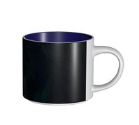 JHLMN Tasse à café en céramique de 445 ml avec grande poignée - Tasse à thé fantaisie loup vert - Grande tasse de voyage en porcelaine pour homme et femme