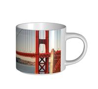 JHLMN Tasse à café en céramique de 445 ml avec grande poignée, tasse à thé Golden Gate Bridge, tasse à thé fantaisie en porcelaine pour homme, femme, travail de bureau