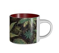 JHLMN Tasse à café en céramique de 445 ml avec grande poignée, tasses à thé « A Puff in Time Weed », grande tasse de voyage en porcelaine pour homme et femme, travail de bureau