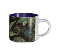 JHLMN Tasse à café en céramique de 445 ml avec grande poignée, tasses à thé « A Puff in Time Weed », grande tasse de voyage en porcelaine pour homme et femme, travail de bureau