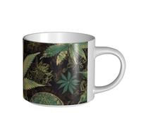 JHLMN Tasse à café en céramique de 445 ml avec grande poignée, tasses à thé « A Puff in Time Weed », grande tasse de voyage en porcelaine pour homme et femme, travail de bureau