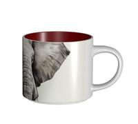 JHLMN Tasse à café en céramique de 445 ml avec grande poignée - Tasses à thé fantaisie en forme d'éléphant - Grande tasse de voyage en porcelaine pour homme et femme