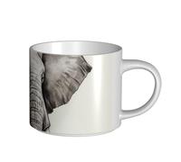 JHLMN Tasse à café en céramique de 445 ml avec grande poignée - Tasses à thé fantaisie en forme d'éléphant - Grande tasse de voyage en porcelaine pour homme et femme