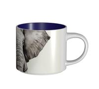 JHLMN Tasse à café en céramique de 445 ml avec grande poignée - Tasses à thé fantaisie en forme d'éléphant - Grande tasse de voyage en porcelaine pour homme et femme