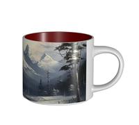 JHLMN Tasse à café en céramique de 445 ml avec grande poignée - Tasses à thé fantaisie - Motif paysage - Grande tasse de voyage en porcelaine pour homme et femme - Pour le travail de bureau