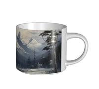 JHLMN Tasse à café en céramique de 445 ml avec grande poignée - Tasses à thé fantaisie - Motif paysage - Grande tasse de voyage en porcelaine pour homme et femme - Pour le travail de bureau