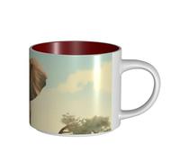 JHLMN Tasse à café en céramique de 445 ml avec grande poignée - Tasses à thé fantaisie - Petit éléphant sur un arbre - Grande tasse de voyage en porcelaine pour homme et femme - Pour le travail de