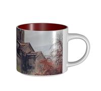 JHLMN Tasse à café en céramique de 445 ml avec grande poignée - Tasses à thé fantaisie pour l'église arménienne - Grande tasse de voyage en porcelaine pour homme et femme - Pour le travail de bureau