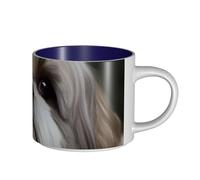 JHLMN Tasse à café en céramique de 445 ml avec grande poignée - Tasses à thé fantaisie Shih Tzu - Grande tasse de voyage en porcelaine pour homme et femme - Pour le travail de bureau