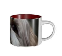 JHLMN Tasse à café en céramique de 445 ml avec grande poignée - Tasses à thé fantaisie Shih Tzu - Grande tasse de voyage en porcelaine pour homme et femme - Pour le travail de bureau