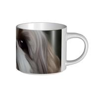 JHLMN Tasse à café en céramique de 445 ml avec grande poignée - Tasses à thé fantaisie Shih Tzu - Grande tasse de voyage en porcelaine pour homme et femme - Pour le travail de bureau