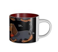 JHLMN Tasse à café en céramique de 445 ml avec grande poignée - Tasses à thé « I Love My Dog Teckels » - Grande tasse à thé fantaisie en porcelaine pour homme et femme