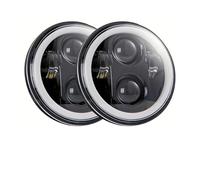 JHMHCOQ Moto De Phare Avant Pour FXST Pour FXSTB Pour FXSTC Pour FXSTD Pour VRSCB Phare De Moto 5,75 Pouces Halo Angel Eyes LED 5-3/4" Projecteur(2pcs Black)