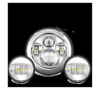 JHMHCOQ Moto Phare Pour Touring Electra Glide Road King Street Glide 7 Pouces Phare LED + 4.5 Pouces Antibrouillard 7 "support Anneau Montage Pièces Phare Avant(7inch and 4.5inch S1)