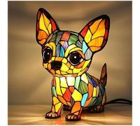 JHNGYJY Lampe Chihuahua - Lampe de Nuit Chien Résine Rétro, Lampe de Chevet LED Série Animaux 3D pour Chambre, Salle de Jeux ou Salon, Déco Animaux & Cadeaux Noël Anniversaire, A
