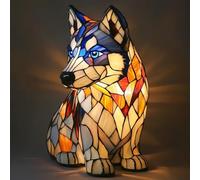 JHNGYJY Lampe de Table Série Chien - Lampe de Nuit Rétro en Résine, Veilleuse LED 3D Chiot, Lampe de Chevet Animale USB pour Chambre, Salon et Cadeau Amoureux des Chiens, Husky