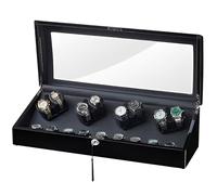 JHOMHF Boîtier De Montre À Moteur Silencieux 8 Montres + 9 Montres De Rangement Boîte D'affichage Remontoirs De Montre for Montres Automatiques for Père Mari Patron(Black)