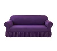 JHOMHF Housse de canapé à volants en chenille extensible avec jupe protection de canapé universelle élastique lavable 1 pièce(Purple,Single-seat sofa cove)
