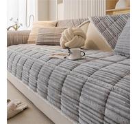 JHOMHF Housse De Coussin pour Canapé À Rayures Housse De Protection pour Meubles Automne-Hiver Housse De Canapé Antidérapante Epaisse Lavable Housse De Canapé Douce Et Moelleuse(Gray,70x180cm)