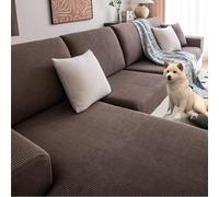 JHOMHF Housses de canapé extensibles lavables for canapé sectionnel antidérapantes en forme de L imperméables for animaux de compagnie(Brown,Plus L trio)