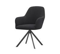 JHOMHF Housses De Chaise Extensibles À Dossier Incurvé Avec Accoudoirs Élastiques Amovibles Lavables For Salle À Manger Tabourets De Bar Pivotants Cuisine Coiffeuse Bureau(Black,1PCS)