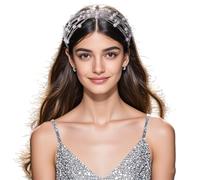 JHOO HP658 Bandeau de mariée avec strass et perles pour femme