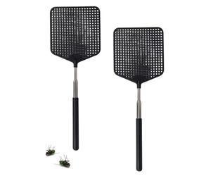JHOSFA 2 Pièces Tapettes à Mouches Extensible,Tapett a Mouche,Tapetteà Mouche Main Tapette à Mouches Télescopique et Durable avec Poignée en Acier Inoxydable pour Les Moustiques Nuisibles