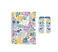 JHSDHYD Cahier Lot de 2 agendas mensuels et hebdomadaires à motif floral, 71 feuilles, format A5, agenda, calendrier, papeterie, fournitures scolaires et de bureau(B09)