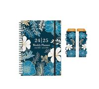 JHSDHYD Cahier Lot de 2 agendas mensuels et hebdomadaires à motif floral, 71 feuilles, format A5, agenda, calendrier, papeterie, fournitures scolaires et de bureau(Color2)