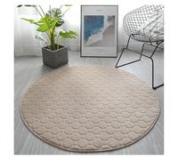 JHSDHYD Tapis Shaggy Tapis de Maison matelassé en Polaire Corail, Tapis Sol Rond for Salon, canapé, Chambre à Coucher, diamètre 60 200 cm pour Maison(Camel,80cm)