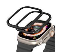 JHTSOLE Couverture de Protection d’écran Smartwatch en Verre trempé pour Watch Ultra 2 iwatch 49mm Alloy Frame Case Touch Sensitive Film en Verre de Protection Anti Rayures Noir