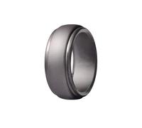 Jhu309 Bague de mariage en caoutchouc de silicone pour homme, ajustement confortable, bague de fiançailles en caoutchouc respirant, 8 mm de large, 2 mm d'épaisseur, bord à pas, noir, taille 9, 1cm