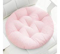 jHuanic Lot de 2 coussins de chaise ronds de 8 cm d'épaisseur - Rembourrage en coton et polyester - Fermeté moyenne - Motif vacances - Rose - 40 x 40 cm