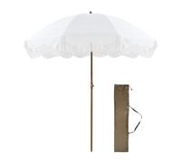 Jhuiquenix Blanc Parasol De Plage Avec Frange Parasol De Jardin 200cm Parasols D'extérieur Anti Uv Parasol De Terrasse Imperméable Parasol De Balcon Style Boho Portable Parasol Inclinable Avec Sac