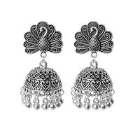 Jhumka Boucles d'oreilles pendantes ethniques indiennes pendantes - Boucles d'oreilles pendantes - Boucles d'oreilles tribales gitanes - Bijoux pour festivals - Fabriquées à la main - Motif ours de