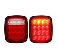 JHVVBFWF pour Jeep pour Wrangler YJ TJ CJ 2 Pièces 16 Feux Arrière À LED Coque Fumée Feu Arrière Feu De Freinage Arrière Feu De Recul Clignotants Feux Arrières Auto(Red with Turn)