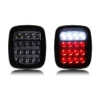 JHVVBFWF pour Jeep pour Wrangler YJ TJ CJ 2 Pièces 16 Feux Arrière À LED Coque Fumée Feu Arrière Feu De Freinage Arrière Feu De Recul Clignotants Feux Arrières Auto(Smoked Without Turn)