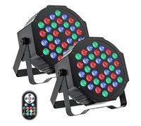 JHXHFJXZ 2PCS/4PCS LED Par Light RGBW Scène Flat Par Effet d'éclairage DJ Disco Party Bar Mariage Anniversaire Spectacle Lumières pour les soirées dansantes à domicile(2PCS)