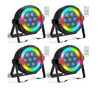 JHXHFJXZ Projecteur LED 4 pièces avec télécommande for DJ, éclairage de scène, for discothèque, salle de danse, fête, bar, spectacle pour les soirées dansantes à domicile